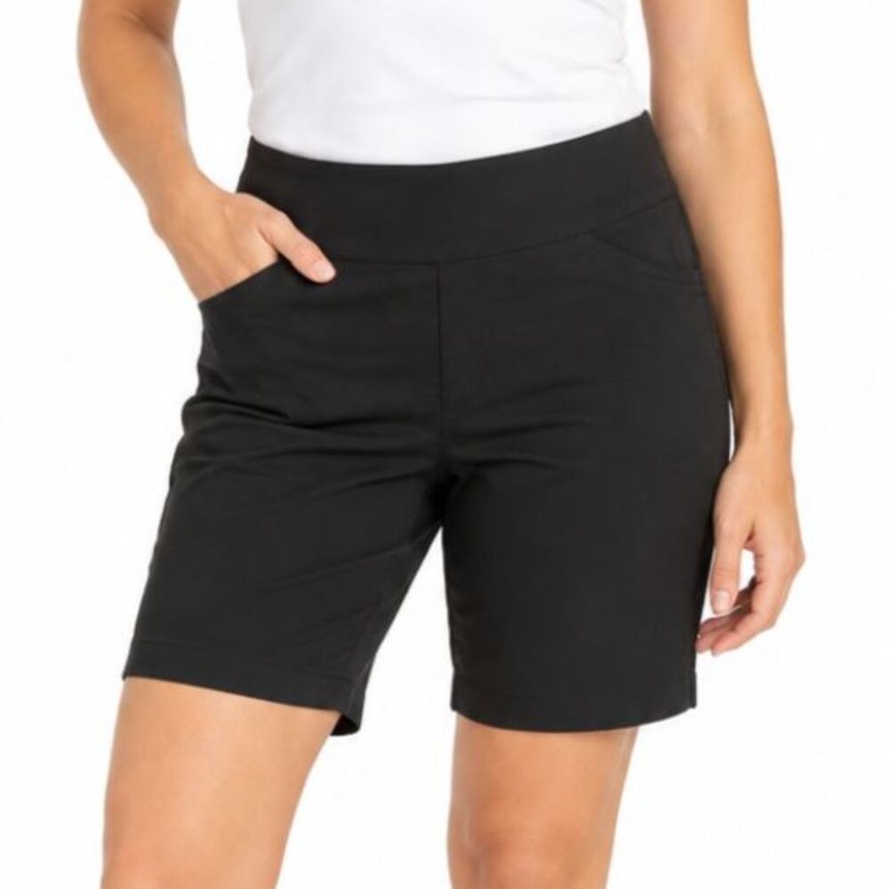 Hilary Radley Women’s Black Stretch Pull-On Bermuda Shorts | Size Large